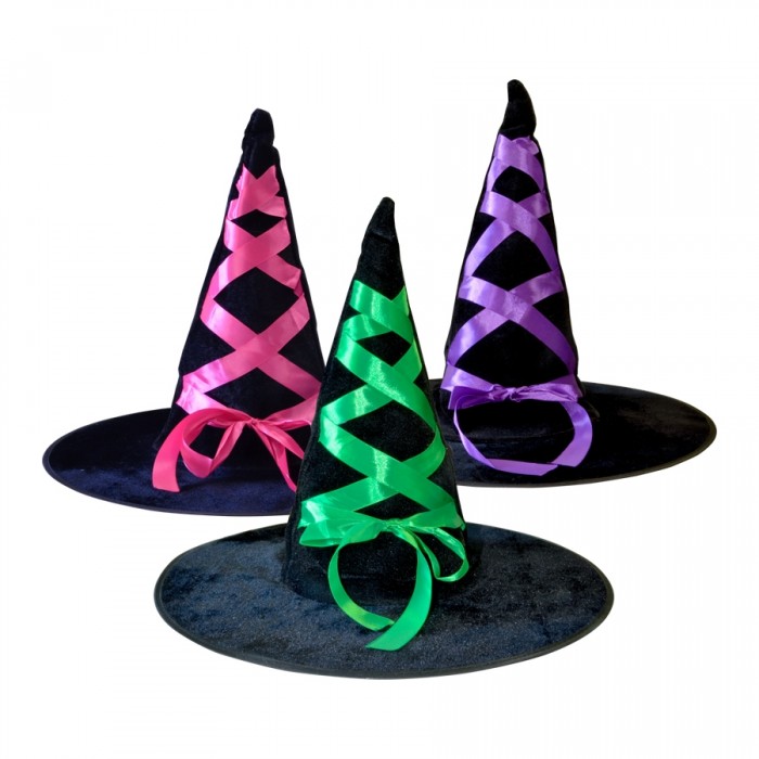 Chapeau de sorcière rubans colorés